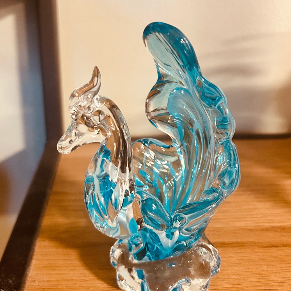 Murano Glass Swan/Phoenix in Vibrant Blue
